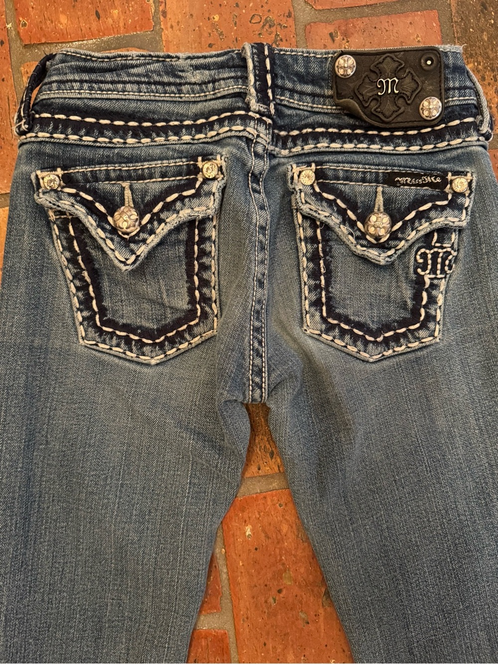 Miss Me Girls Size 10 Bootcut Jeans Rhinestone Embellished Western Y2K - Picture 9 of 14